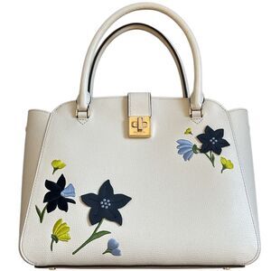 KATE SPADE New York Phoebe Floral Applique Medium Satchel White Blue Handbag
